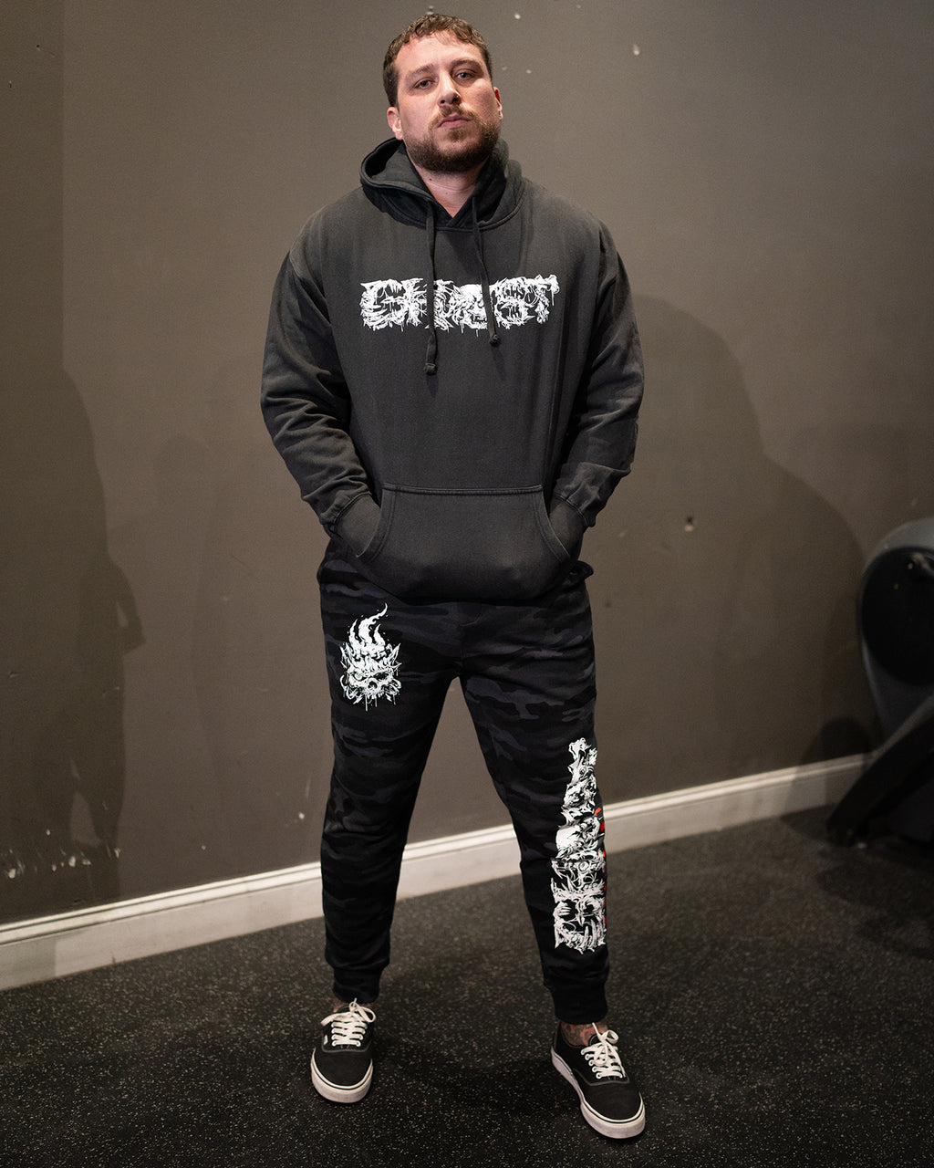 Ghost Dark Skull Collage Camo Joggers