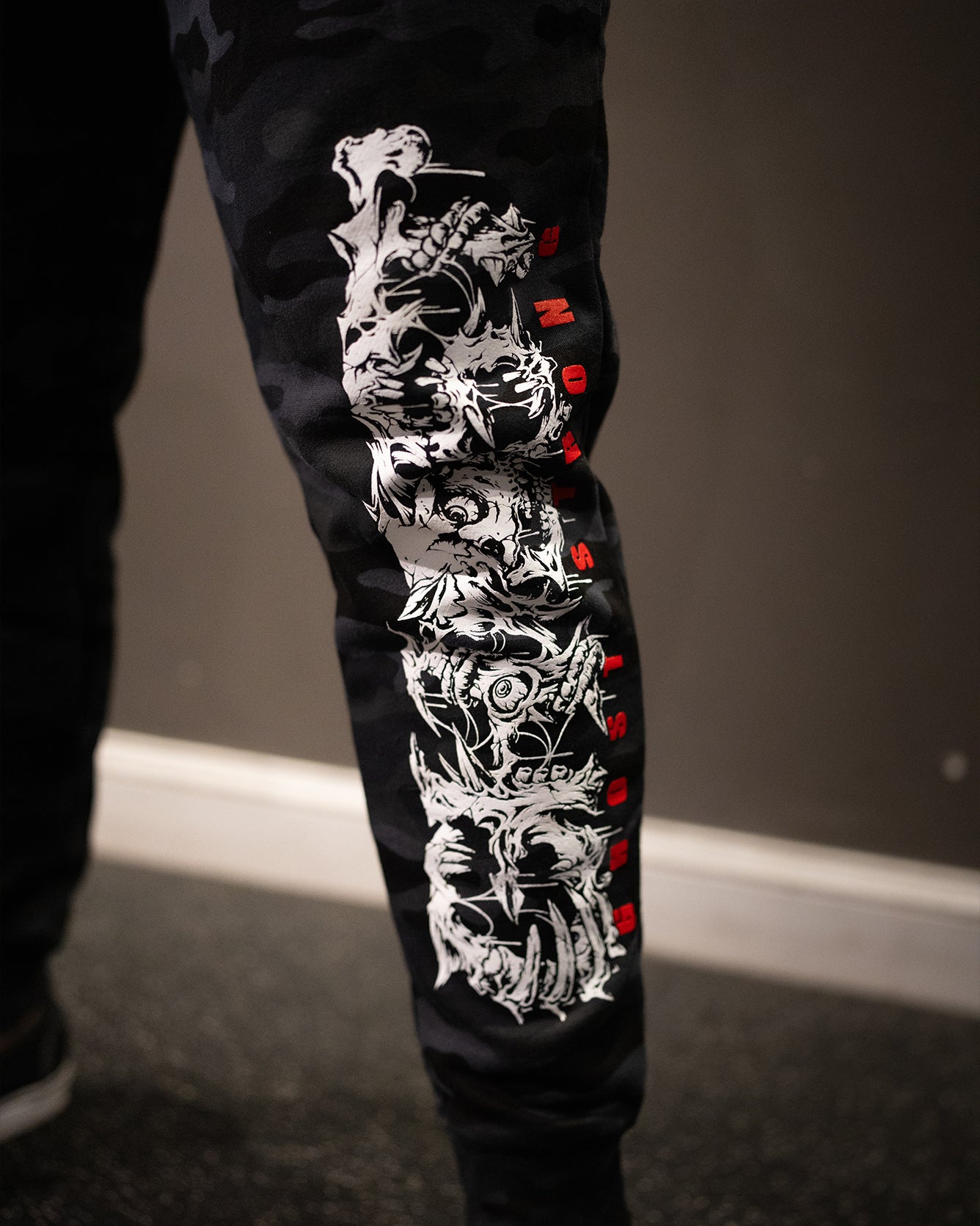 Ghost Dark Skull Collage Camo Joggers