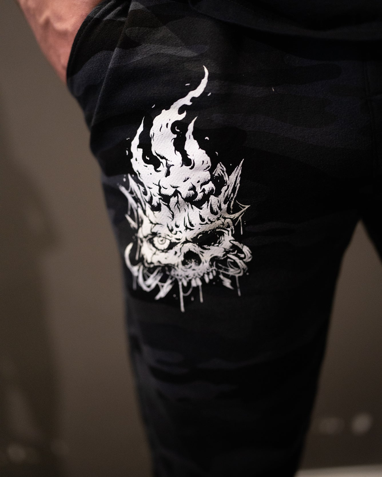 Ghost Dark Skull Collage Camo Joggers